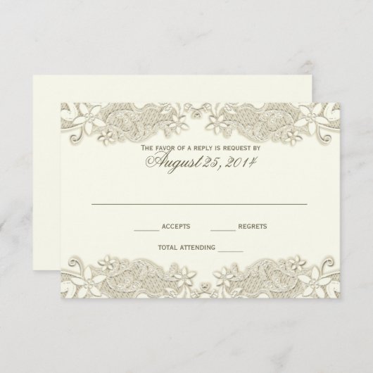 Carte de réponse à la conception de dentelle Vinta (Devant / Derrière)