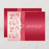 Carte de réponse à la florale de pastèque rose et  (Devant / Derrière)