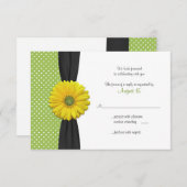 Carte de réponse à la Polka Daisy Jaune (Devant / Derrière)