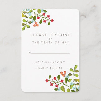 Carte de réponse à la suite de mariage floral de J