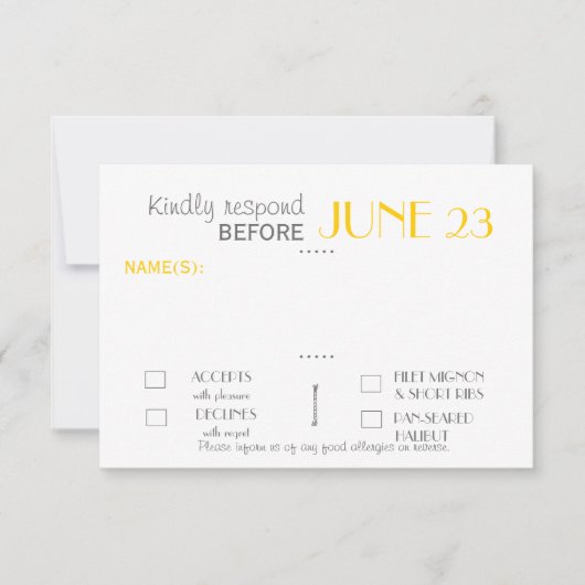 Carte de réponse à la suite d'invitation moderne (Devant)
