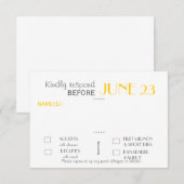 Carte de réponse à la suite d'invitation moderne (Devant / Derrière)