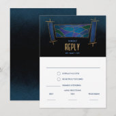 Carte de réponse à la Torah mosaïque bleue saphir (Devant / Derrière)