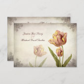 Carte de réponse à la tulipe de perroquet rose (Devant / Derrière)