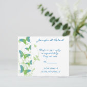 Carte de réponse à la vigne papillon bleu et vert (Debout devant)
