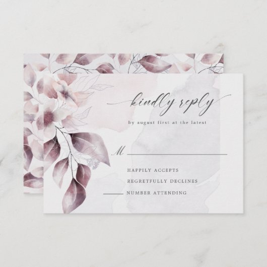 carte de réponse à l'aquarelle florale d'automne m (Devant / Derrière)