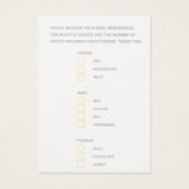 Carte de réponse à l'aquarelle jaune choix de repa (Dos)