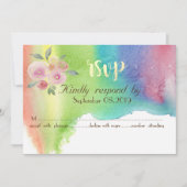 Carte de réponse à l'aquarelle moderne fleur (Devant)