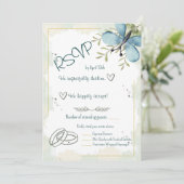 Carte de réponse à l'aquarelle Papillon Bleu Clair (Debout devant)