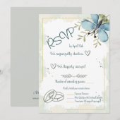 Carte de réponse à l'aquarelle Papillon Bleu Clair (Devant / Derrière)