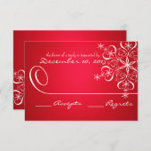 Carte de réponse à l'élégance Red 2 Snowflake (Devant / Derrière)