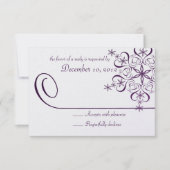 Carte de réponse à l'élégance violette du flocon d (Devant)