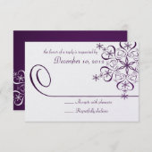 Carte de réponse à l'élégance violette du flocon d (Devant / Derrière)