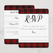 Carte de réponse à motif carreaux rouge et noir RS (Devant / Derrière)
