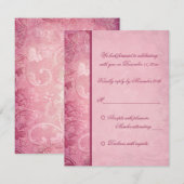Carte de réponse à motif floral rose paisley (Devant / Derrière)