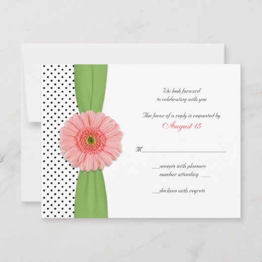Carte de réponse à pois de Coral Gerber Daisy (Devant)