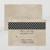 Carte de réponse à Quatrefoil Ebony Rustique (Devant / Derrière)