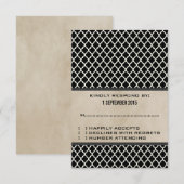 Carte de réponse à Quatrefoil gris chic (Devant / Derrière)