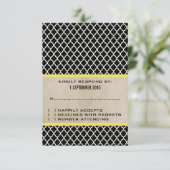 Carte de réponse à Quatrefoil jaune chic (Debout devant)