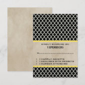 Carte de réponse à Quatrefoil jaune chic (Devant / Derrière)