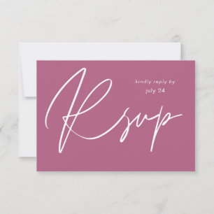 Carte de réponse à un repas avec calligraphie mode