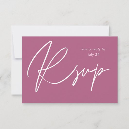 Carte de réponse à un repas avec calligraphie mode (Devant)