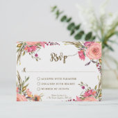 Carte de réponse à une fête de mariage avec des fl (Debout devant)