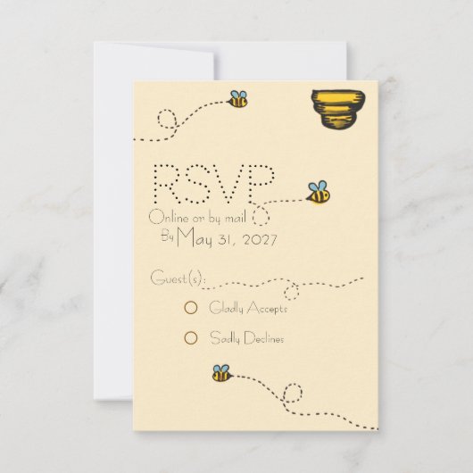 Carte de réponse abeille illustrée (Devant)
