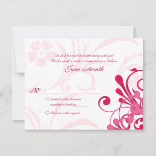 Carte de réponse Abstraite rose et blanche