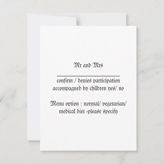 carte de réponse amaryllis mariage rouge (Dos)