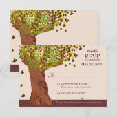 Carte de réponse Amour Arbre Tomber Coeur Feuilles (Devant / Derrière)