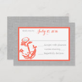 Carte de réponse Ancre corail et gris (Devant / Derrière)