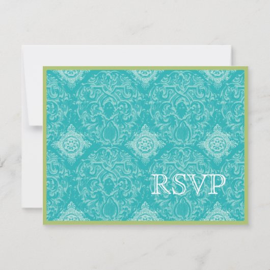 Carte de réponse Aqua BlueToile Quatrefoil RSVP (Dos)
