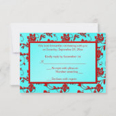 Carte de réponse Aqua et Red Floral (Dos)