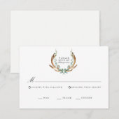 Carte de réponse aquarelle à cornes et verdure rus (Devant / Derrière)