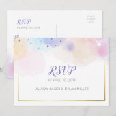 Carte de réponse aquarelle colorée (Devant / Derrière)