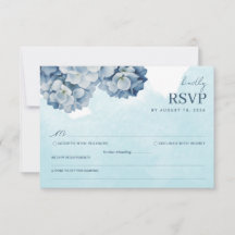 Carte de réponse aquarelle Hydrangea bleu élégant