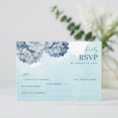 Carte de réponse aquarelle Hydrangea bleu élégant (Debout devant)