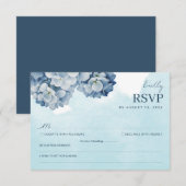 Carte de réponse aquarelle Hydrangea bleu élégant (Devant / Derrière)