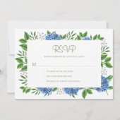 Carte de réponse aquarelle Hydrangeas bleus rustiq (Devant)
