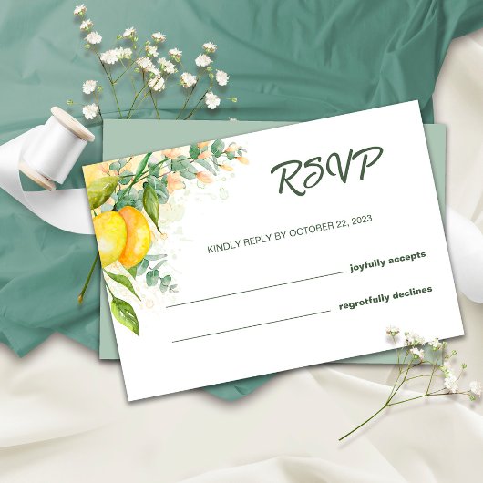 Carte de réponse aquarelle Lemon mariage