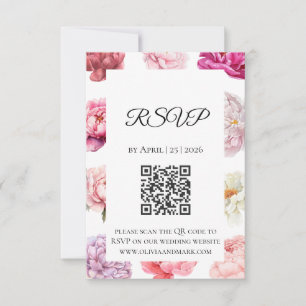 Carte de réponse aquarelle pivoine Floral or ros