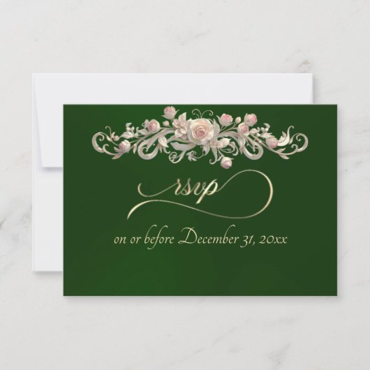 Carte de réponse Arc de Rose Romantique - Émeraude (Devant)