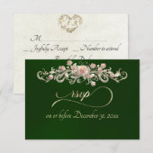Carte de réponse Arc de Rose Romantique - Émeraude (Devant / Derrière)