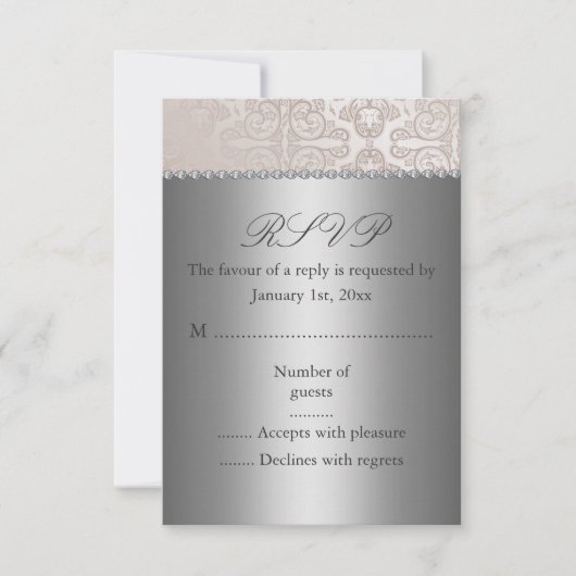 Carte de réponse argent/crème (Devant)