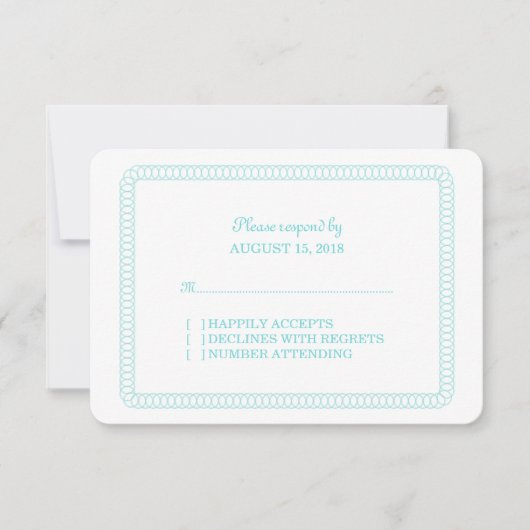 Carte de réponse arrondie Aqua encerclée (Devant)