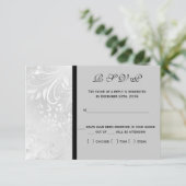 Carte de réponse assortie damassée noire et blanch (Debout devant)