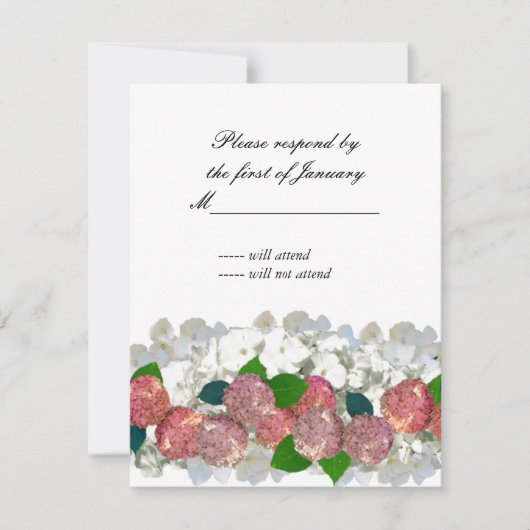 Carte de réponse au bouquet de fleurs corail et bl (Devant)