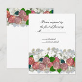 Carte de réponse au bouquet de fleurs corail et bl (Devant / Derrière)