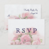 Carte de réponse au bouquet de roses roses (Devant / Derrière)